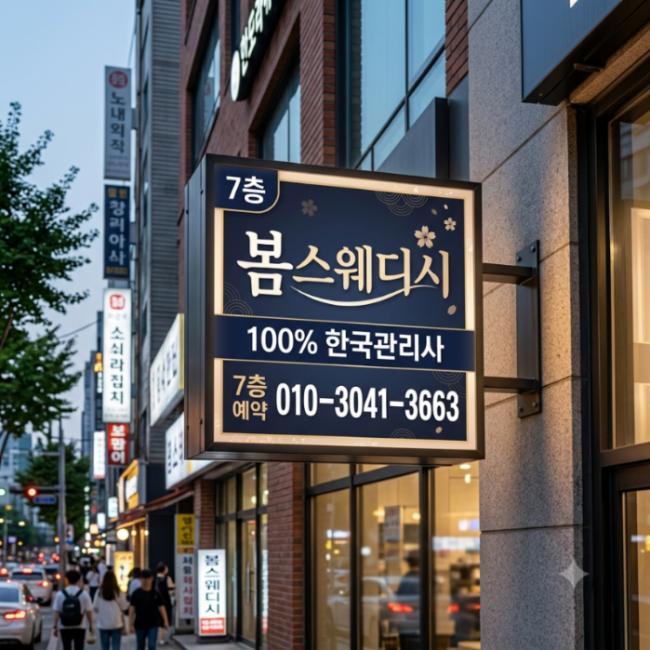 스웨디시 서비스가 제공되는 정자동 봄테라피 매장 내부 사진