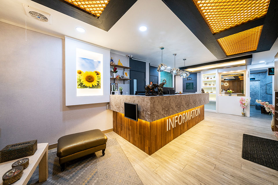 감삼역,두류역,내당역 주변 태국마사지 추천 매장 더타이샵의 전체적인 인테리어 모습