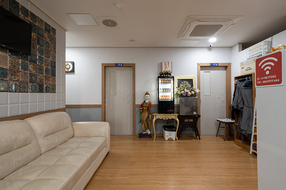 주변 태국마사지 추천 매장 지엘타이의 전체적인 인테리어 모습