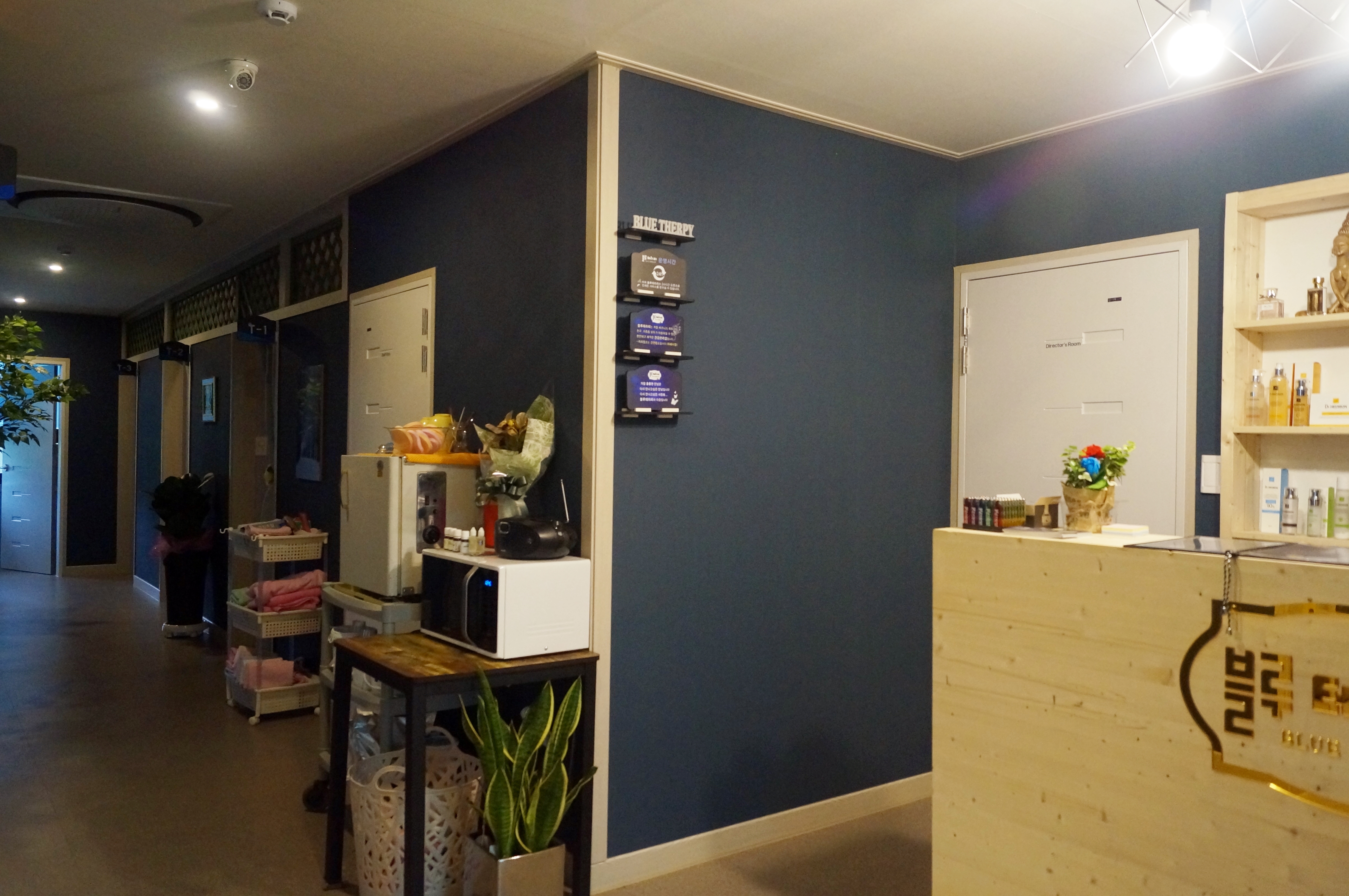태국마사지 서비스가 제공되는 순지리 블루테라피 매장 내부 사진