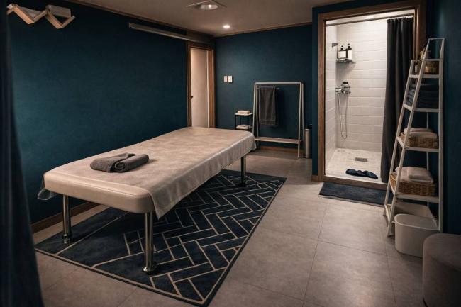 한국마사지 서비스가 제공되는 매탄동 맑은날테라피 매장 내부 사진